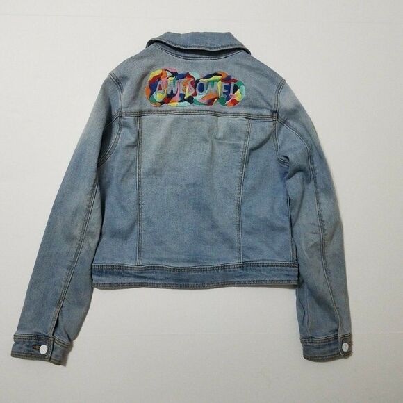 CAT & Jack Jean Jacket L 10 - 12 Awesome Colorful - Picture 1 of 9